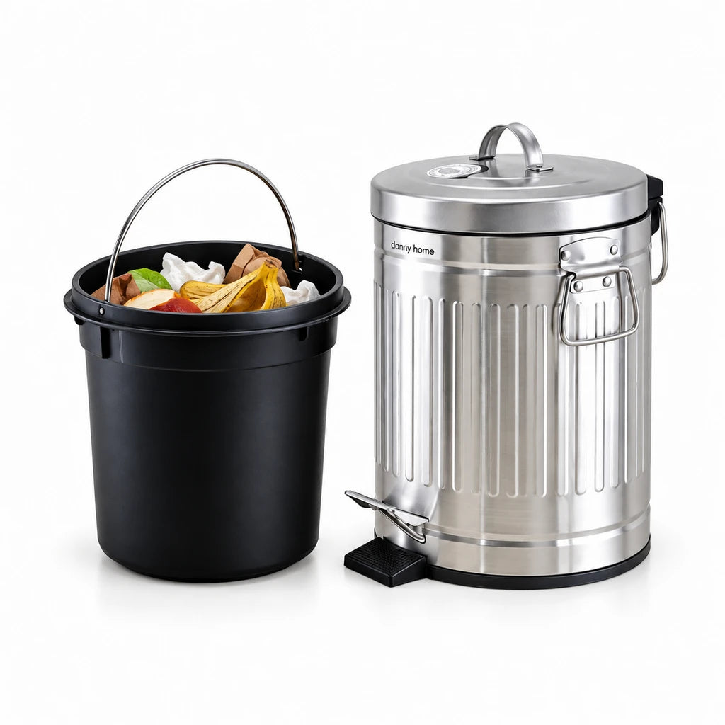 Danny Home Stainless Steel Silver Pedal-Push Dustbin – 5-Liter