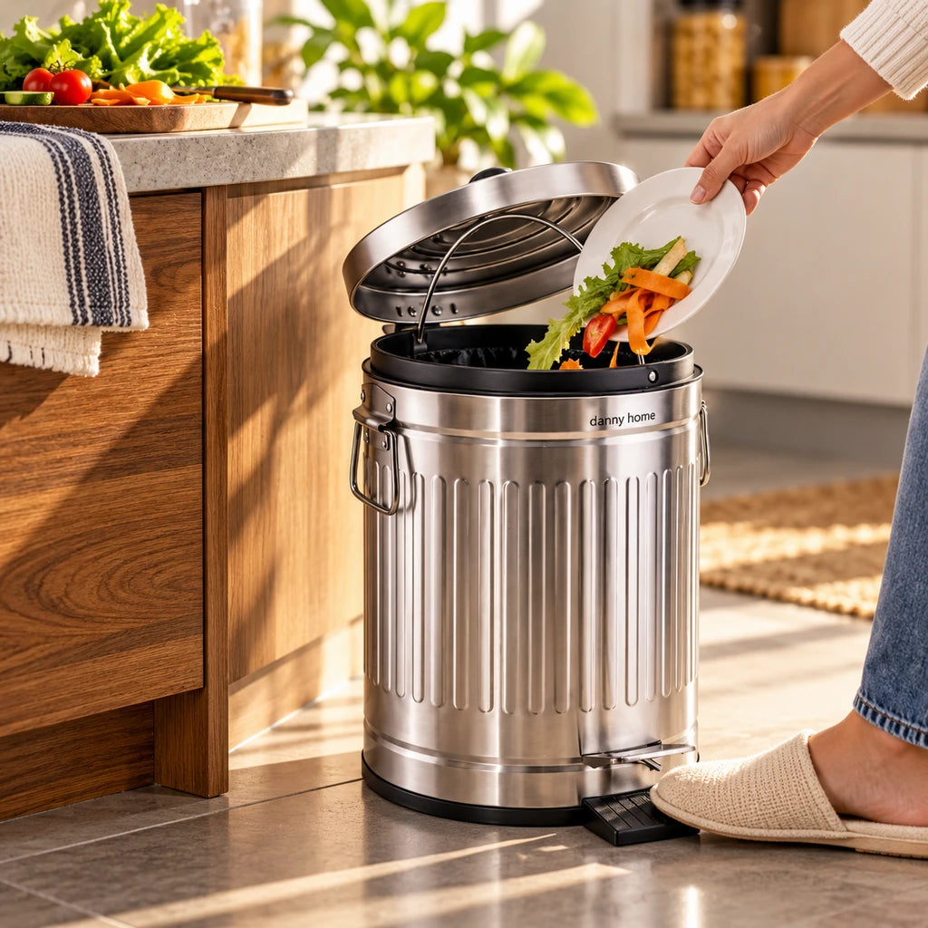 Danny Home Stainless Steel Silver Pedal-Push Dustbin –  5-Liter