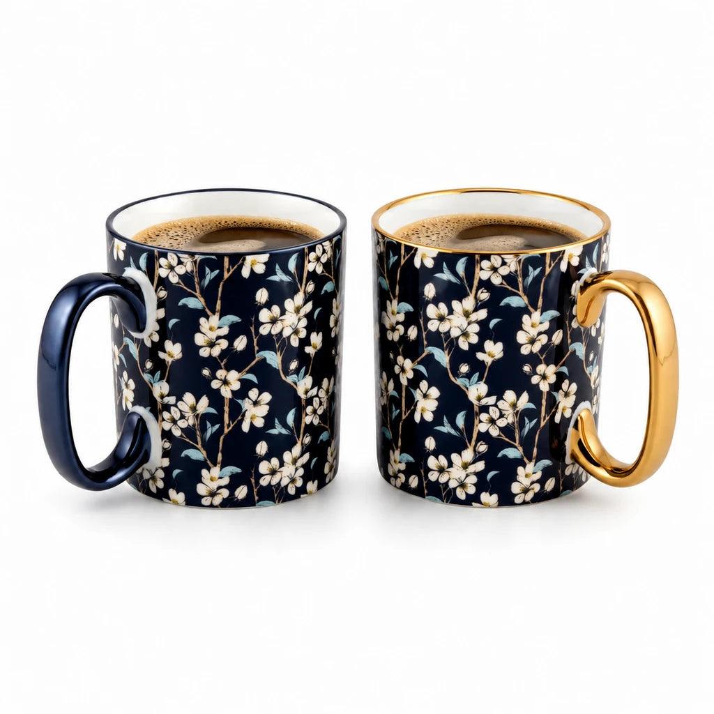 Danny Home 2-Piece Porcelain Mug - 450 ML | Midnight Blossom