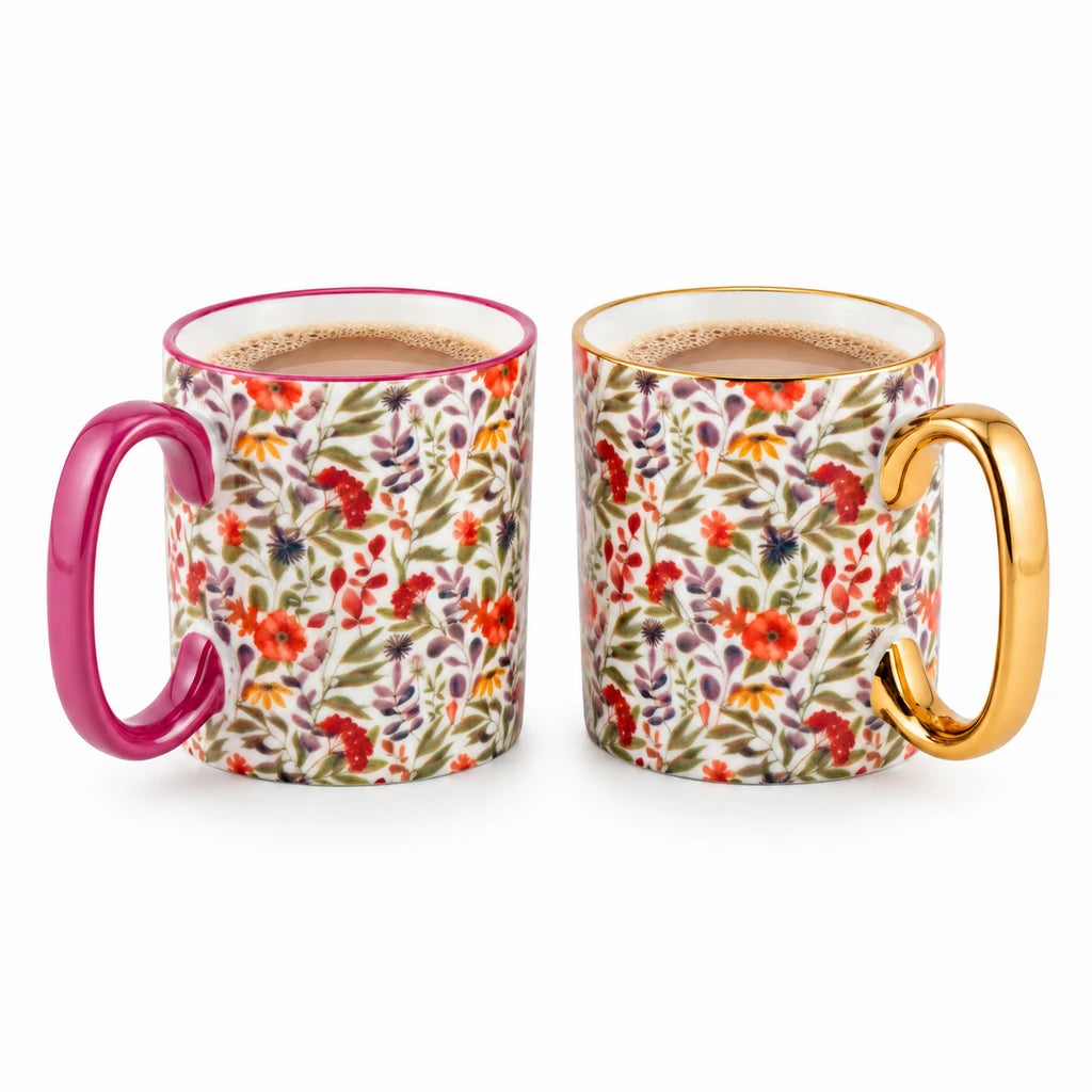 Danny Home 2-Piece Porcelain Mug - 450 ML | Wildflower Garden