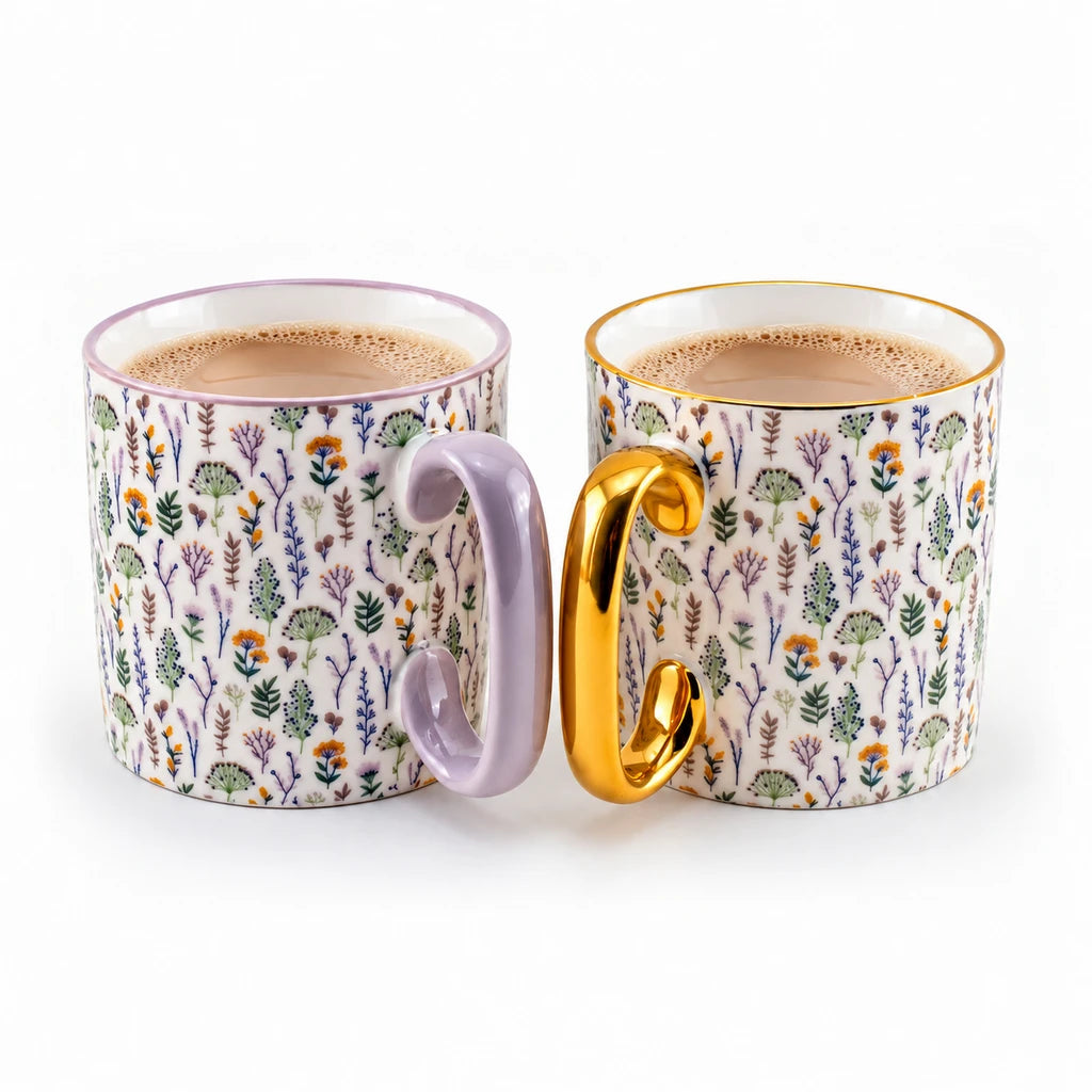 Danny Home 2-Piece Porcelain Mug - 450 ML | Botanical Meadow