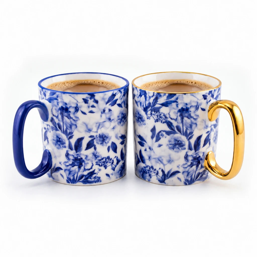 Danny Home 2-Piece Porcelain Mug - 450 ML | Blue Blossom