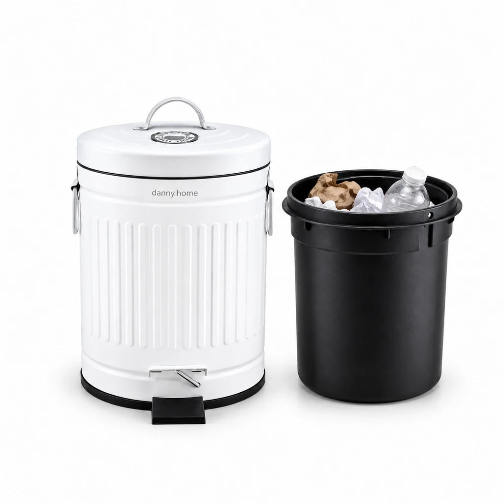 Danny Home Pedal-Push Dustbin White - 5-Liter