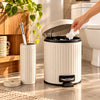 Danny Home 5-Litre Pedal-Push Dustbin With Toilet Brush - Beige, White & Grey