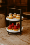 2-Tier Round Black Pastry Stand