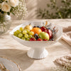 Angela Ceramic Oval Serving Bowl | White & Gold Bird Design | 12 Inch