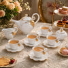Angela Ceramic Tea Set | White & Gold Strawberry Design | 15-Piece