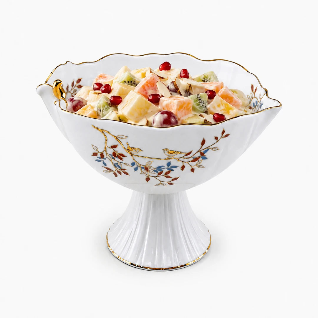 Angela Ceramic Dessert Bowl On A Stand | White | 10 Inch