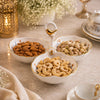Angela Ceramic Serving Dish With Handle | Gold Leaf Design | 3-Portion