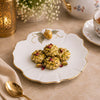 Angela Ceramic Flat Serving Plate | White & Gold Strawberry Design | 8 Inch
