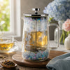 D.W.M Glass Double Wall French Press | Blue Clovers & Multicolour Beads | 1 Litre