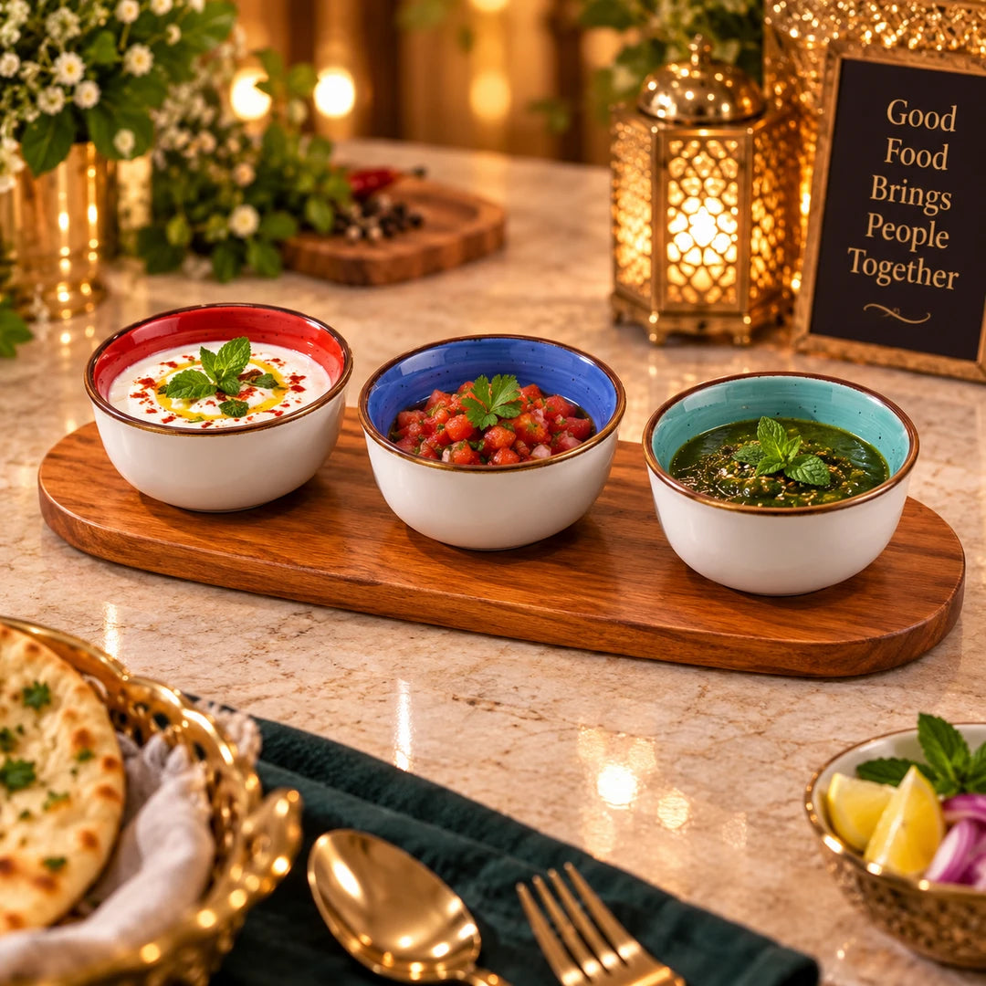 Danny Home 4-Piece Ceramic Bowl Set | Orange, Green & Blue Round | 150 ML