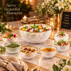 Danny Home 7-Piece Glass Serving Bowl Set | Clear With Gold Rim Strips