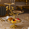 3-Tier Round Fancy Glass Platter Golden