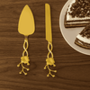 Fancy Cake Lifter & Knife Flower Design Golden