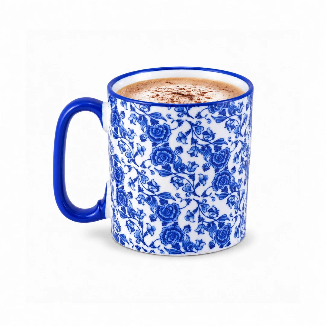 Danny Home Ceramic Mug | Blue Chinoiserie Floral Design | 350 ML