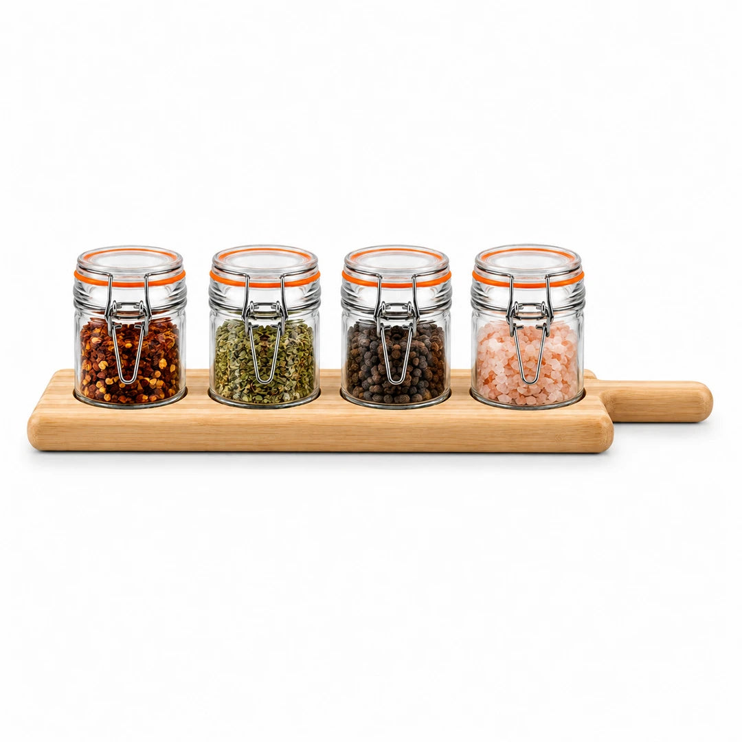 Danny Home 4-Piece Round Glass Spice Jar Set | 100 ML