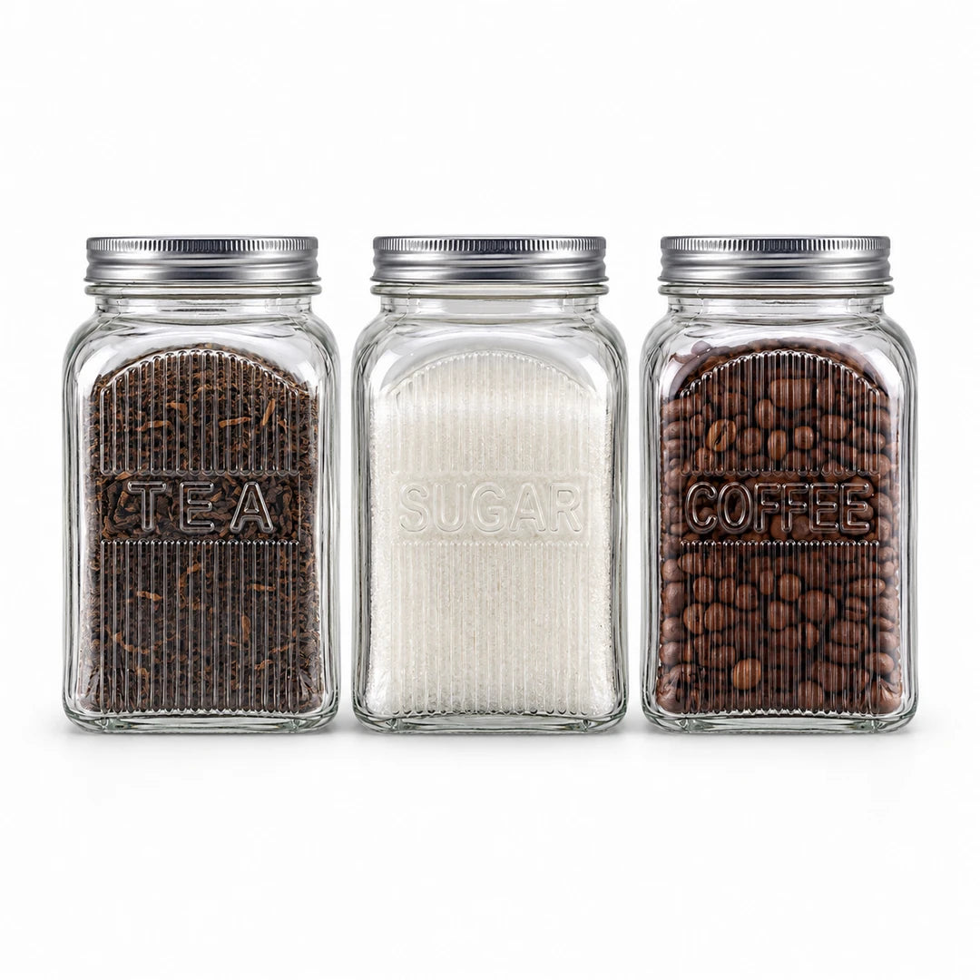 Danny Home 3-Piece Airtight Glass Storage Jar Set | 1.5 Litre