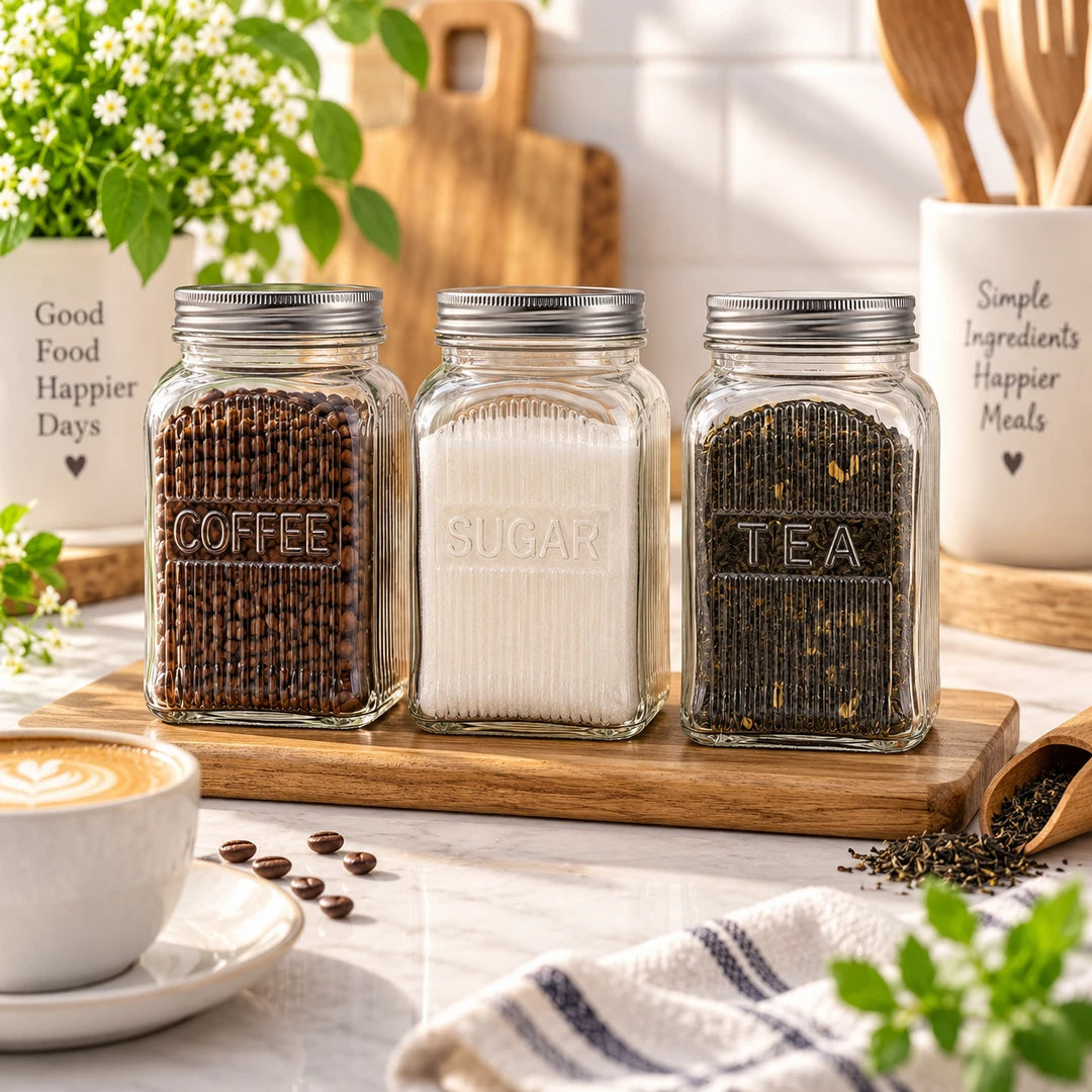 Danny Home 3-Piece Airtight Glass Storage Jar Set | 1.5 Litre
