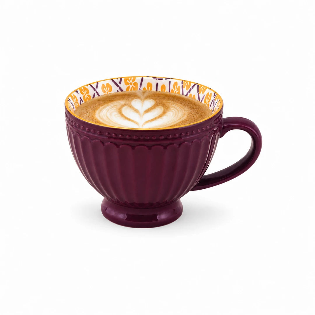 Danny Home Ceramic Mug | Plum Fluted Design | 355 ML