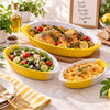 Danny Home 3-Piece Ceramic Oval Serving Dish Set | Orange & Lime or Yellow & White