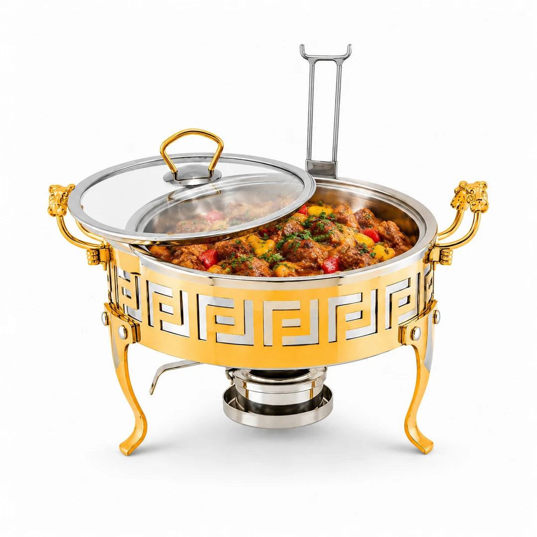 Shahi Stainless Steel Round Chafing Dish with Glass Lid | 20-32 Cm