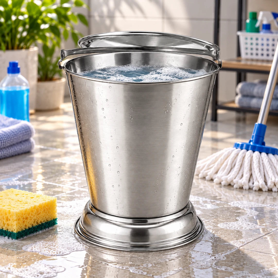 Stainless Steel Balti Bucket with Lid | 4 Sizes (10–12 Inch)