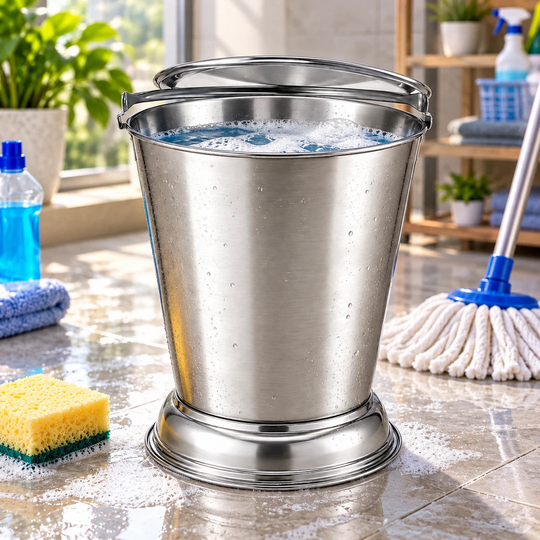 Stainless Steel Balti Bucket with Lid | 4 Sizes (10–12 Inch)