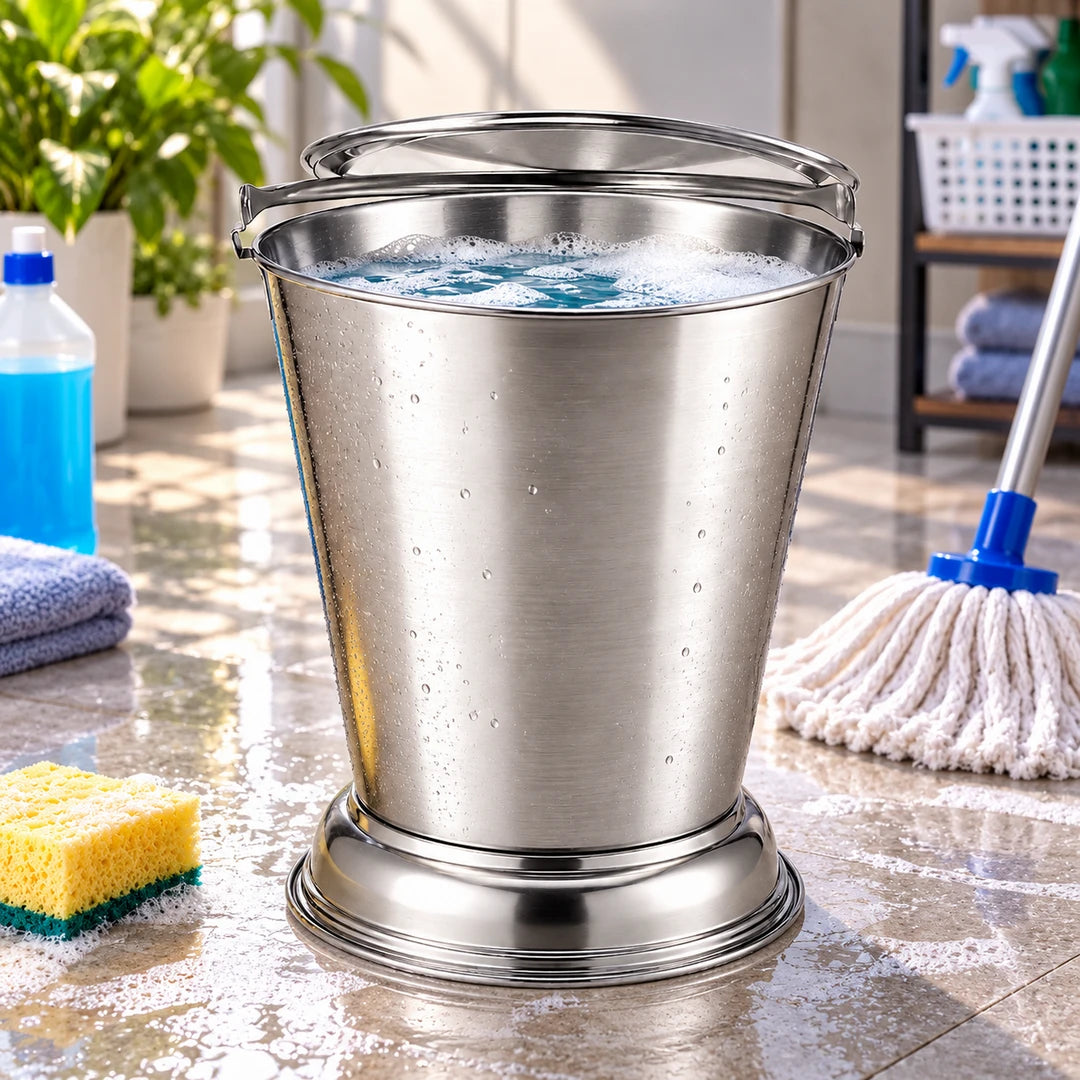 Stainless Steel Balti Bucket with Lid | 4 Sizes (10–12 Inch)