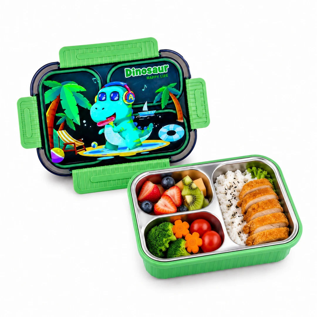 Tedemei Stainless Steel Lunch Box | Lime Dino Beach