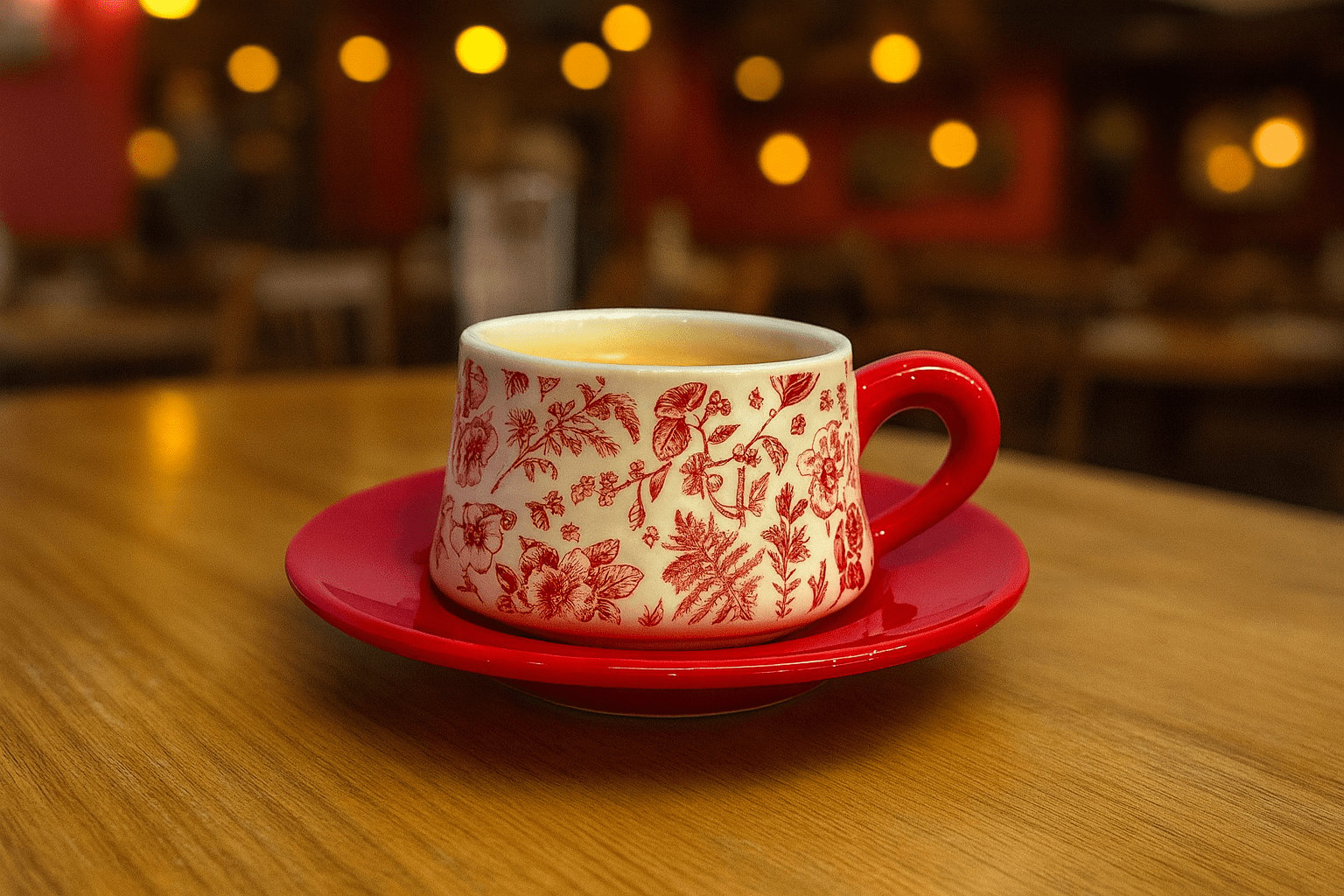 Single Ceramic Red Cup & Saucer With Gift Box