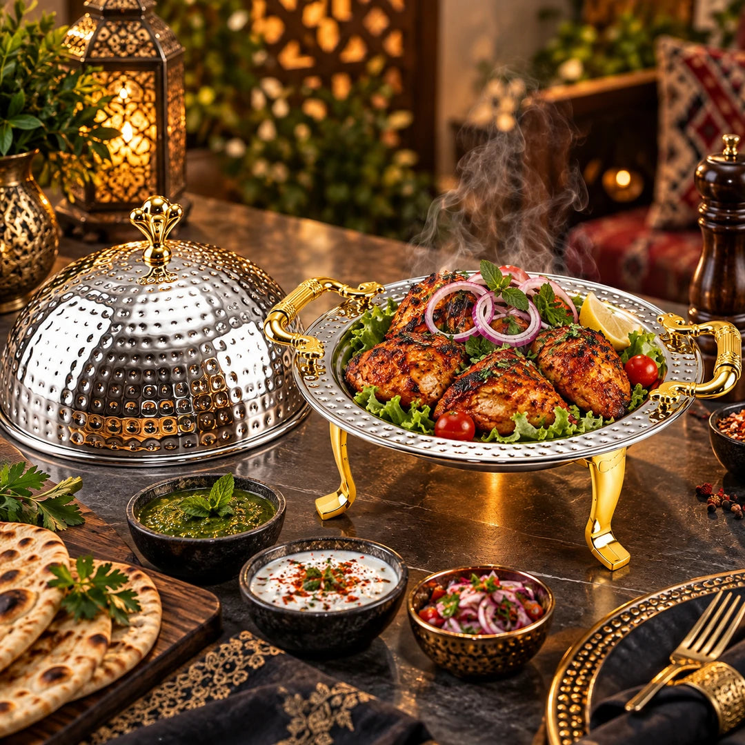 Mansab Handmade Stainless Steel BBQ Platter | 6 Sizes: 20cm to 40cm