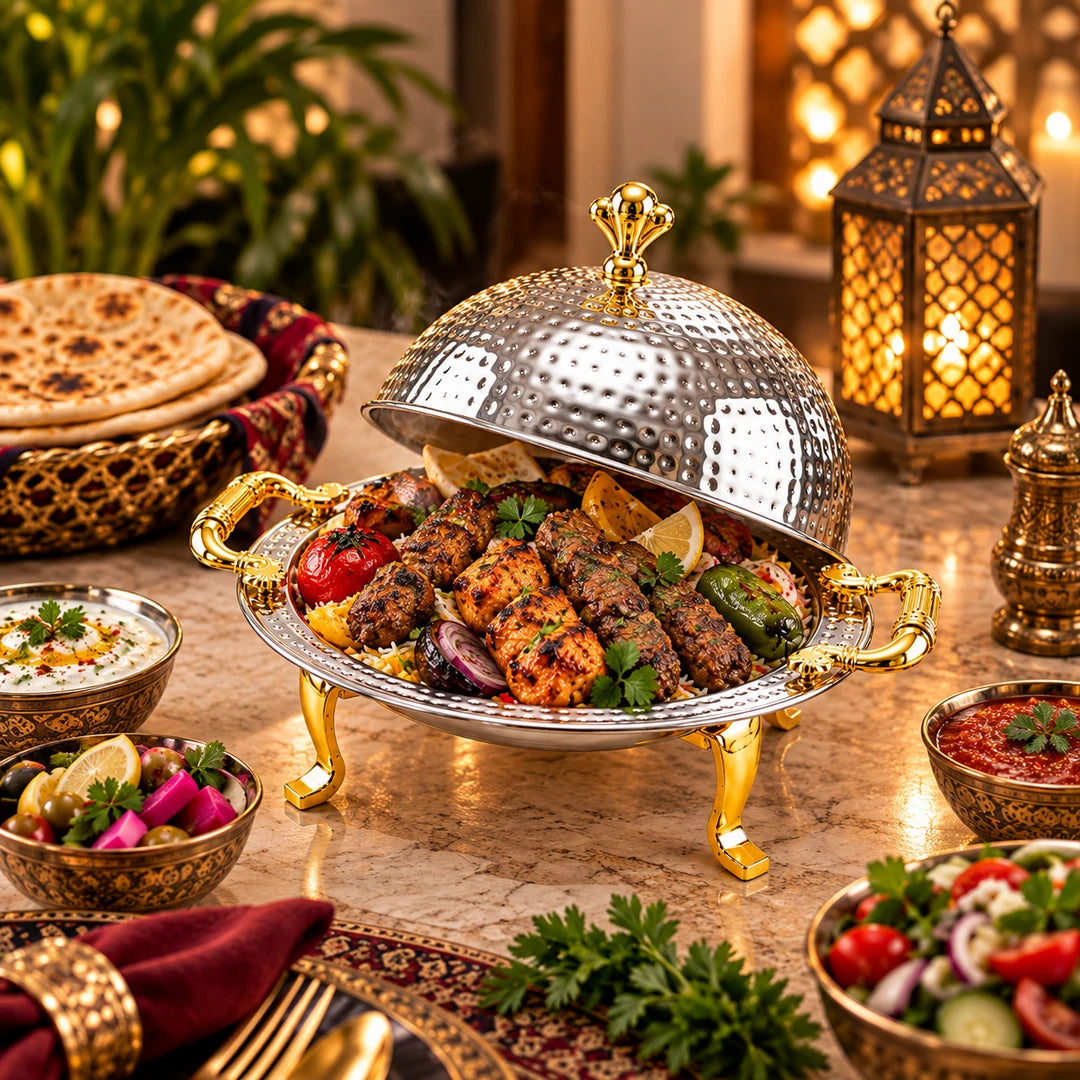 Mansab Handmade Stainless Steel BBQ Platter | 6 Sizes: 20cm to 40cm