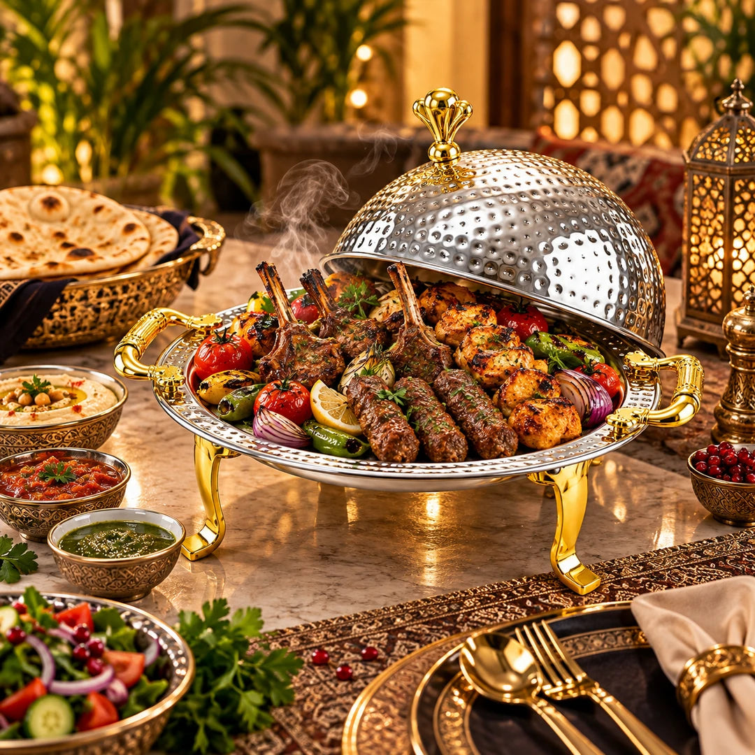 Mansab Handmade Stainless Steel BBQ Platter | 6 Sizes: 20cm to 40cm