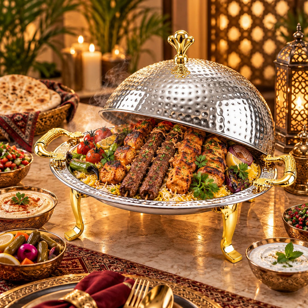 Mansab Handmade Stainless Steel BBQ Platter | 6 Sizes: 20cm to 40cm