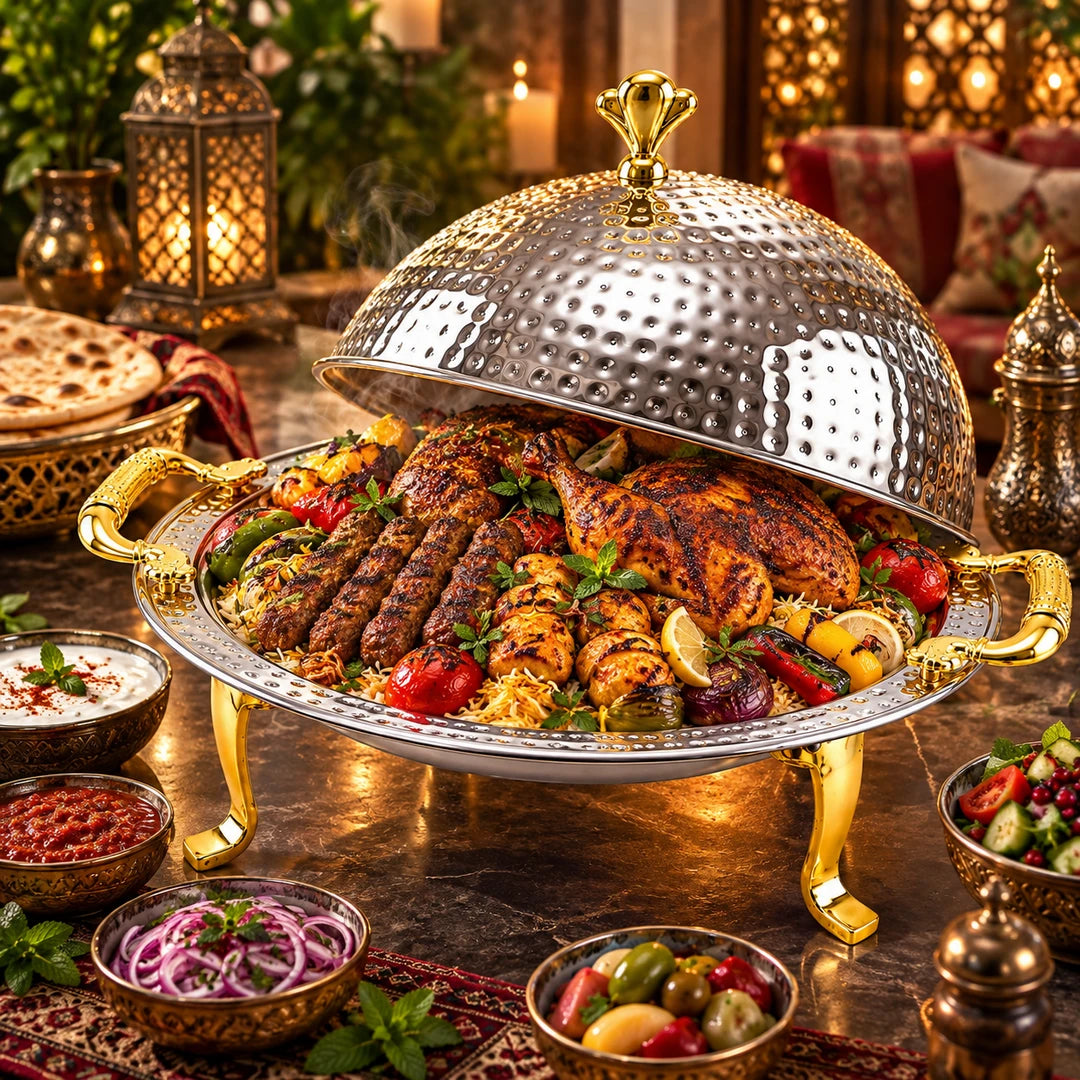 Mansab Handmade Stainless Steel BBQ Platter | 6 Sizes: 20cm to 40cm