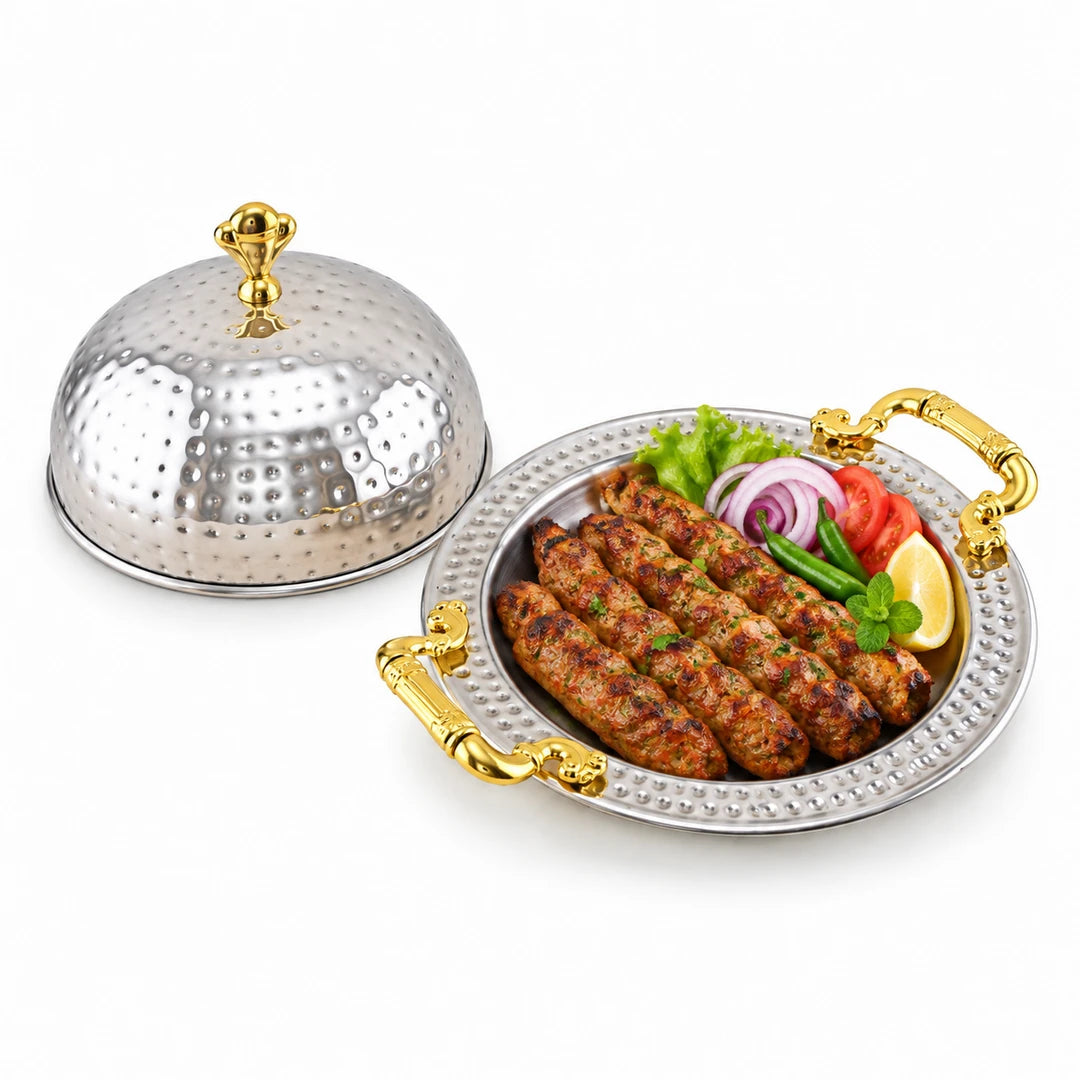 Oman Handmade Stainless Steel BBQ Serving Platter | 20cm to 40cm