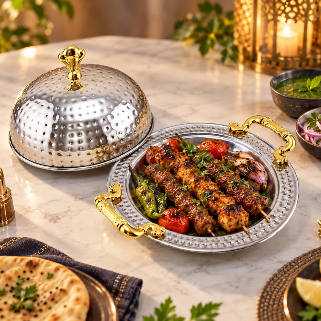 Oman Handmade Stainless Steel BBQ Serving Platter | 20cm to 40cm