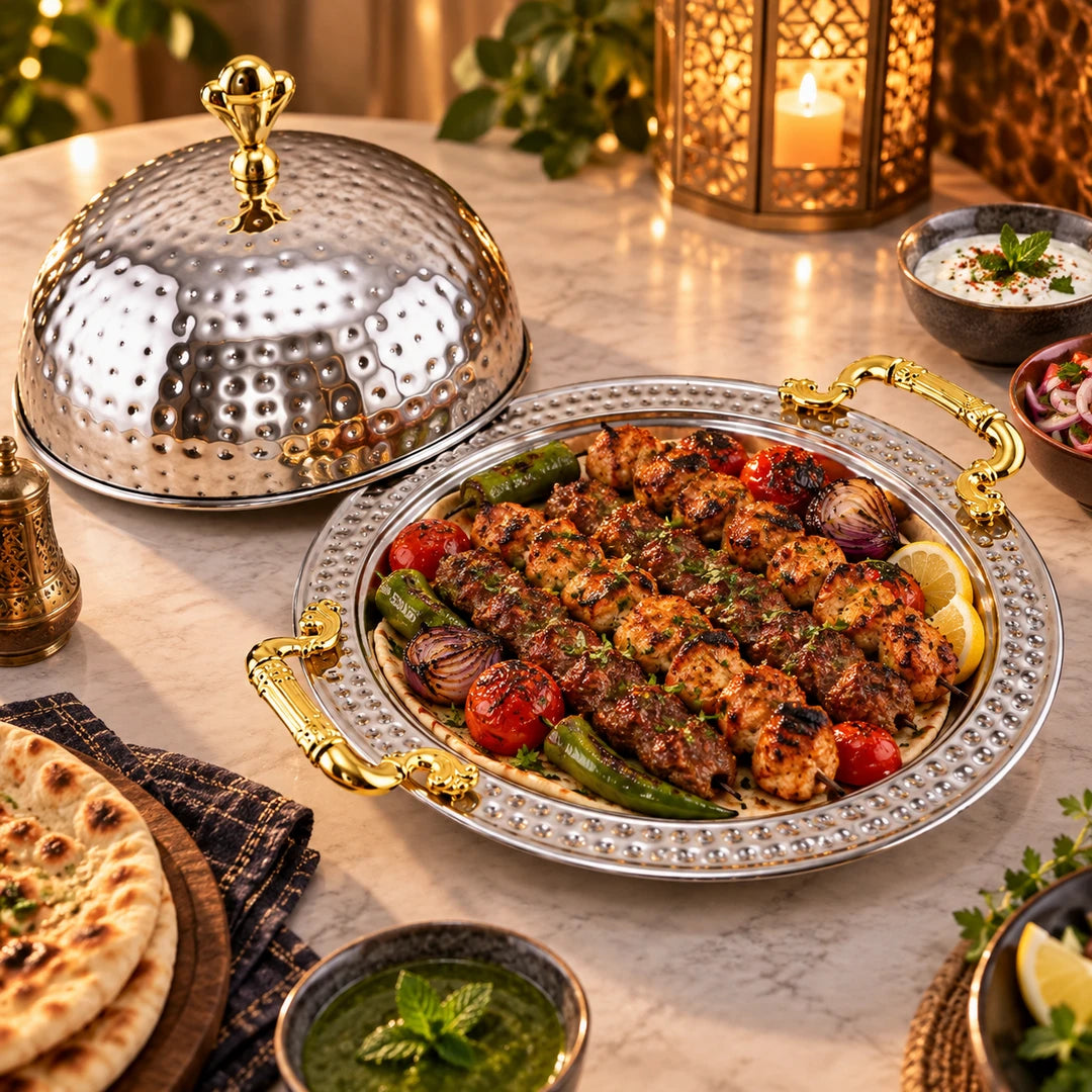 Oman Handmade Stainless Steel BBQ Serving Platter | 20cm to 40cm