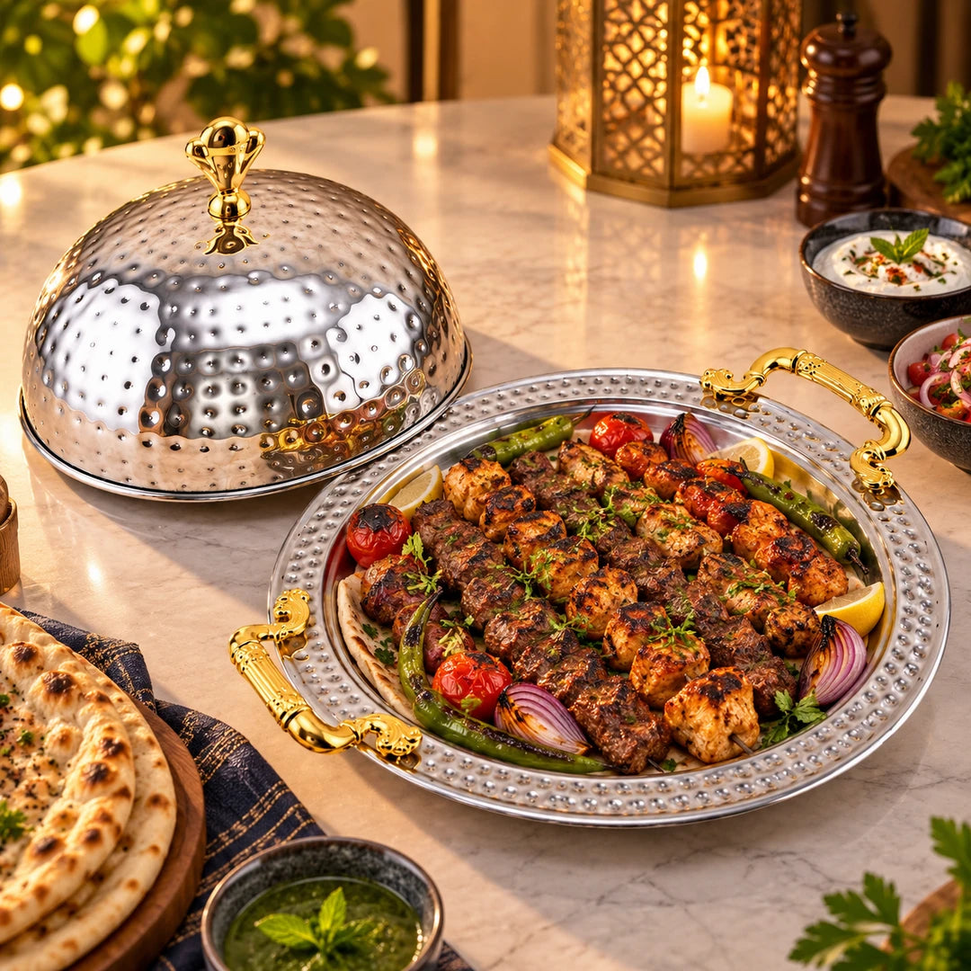 Oman Handmade Stainless Steel BBQ Serving Platter | 20cm to 40cm
