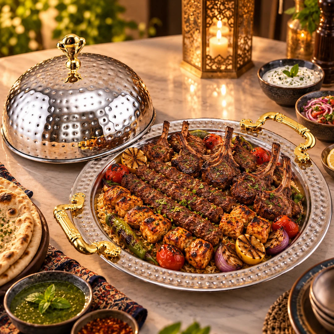 Oman Handmade Stainless Steel BBQ Serving Platter | 20cm to 40cm