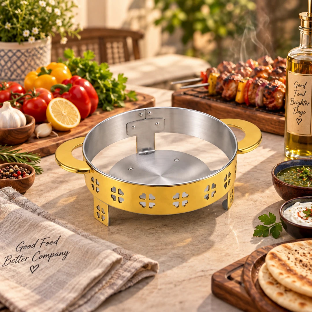 Oman Gold Coated Steel Serving Platter Stand | 20cm