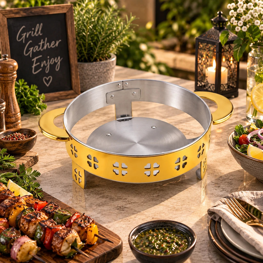 Oman Gold Coated Steel Serving Platter Stand | 24cm