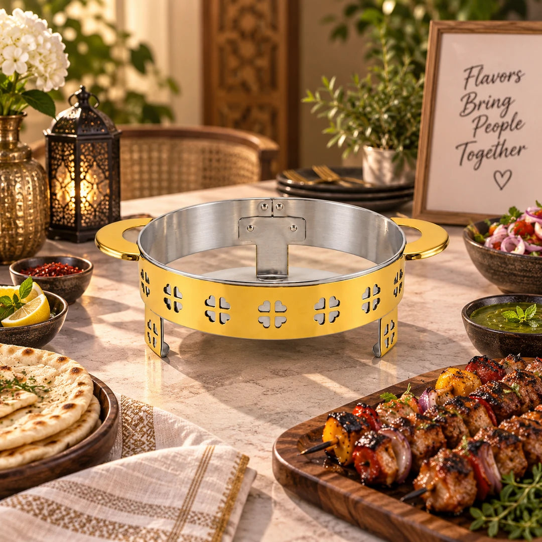 Oman Gold Coated Steel Serving Platter Stand | 28cm