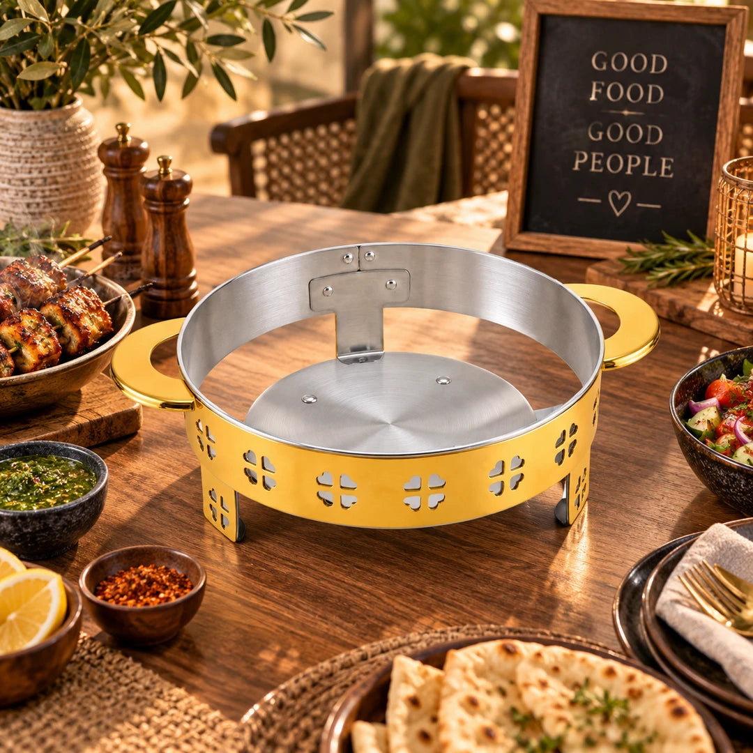 Oman Gold Coated Steel Serving Platter Stand | 32cm