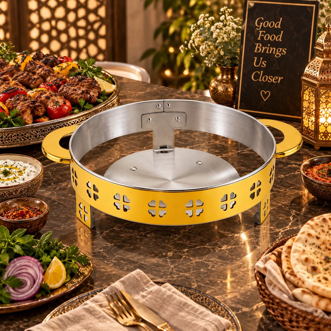 Oman Gold Coated Steel Serving Platter Stand | 40cm