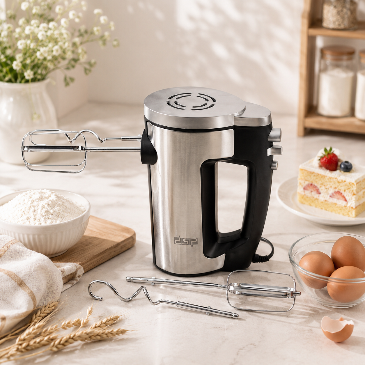 DSP 5-Speed Stainless Steel Hand Mixer With Mixing Cup