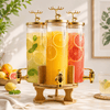 Deli 1.75-Liter Each 3-Tank Glass Beverage Dispenser With Golden Taps