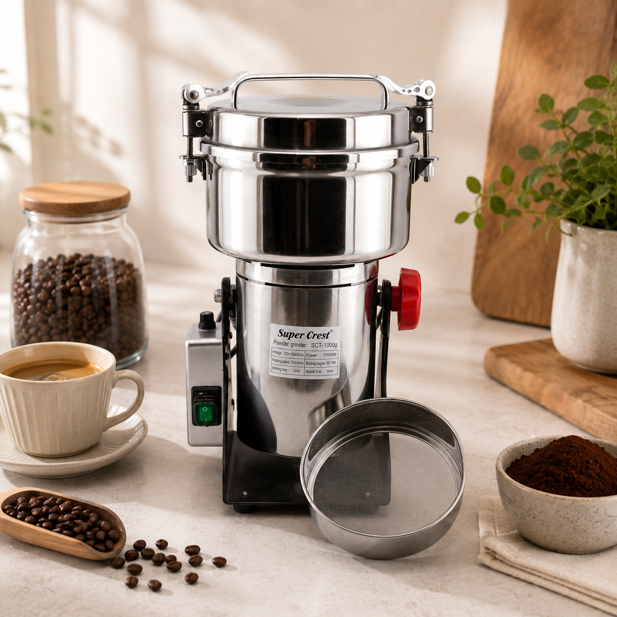 Super Crest 1000g 120 cm Stainless Steel Coffee Grinder