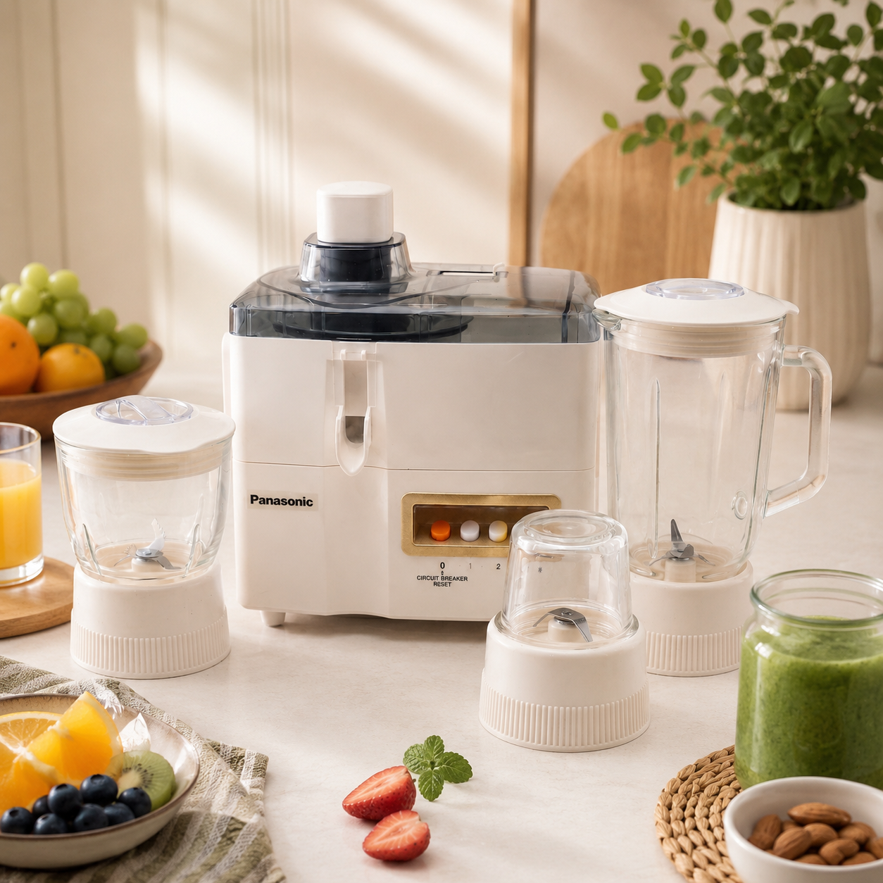Panasonic 4-in-1 White Juicer/Blender/Grinder/DryMill Set